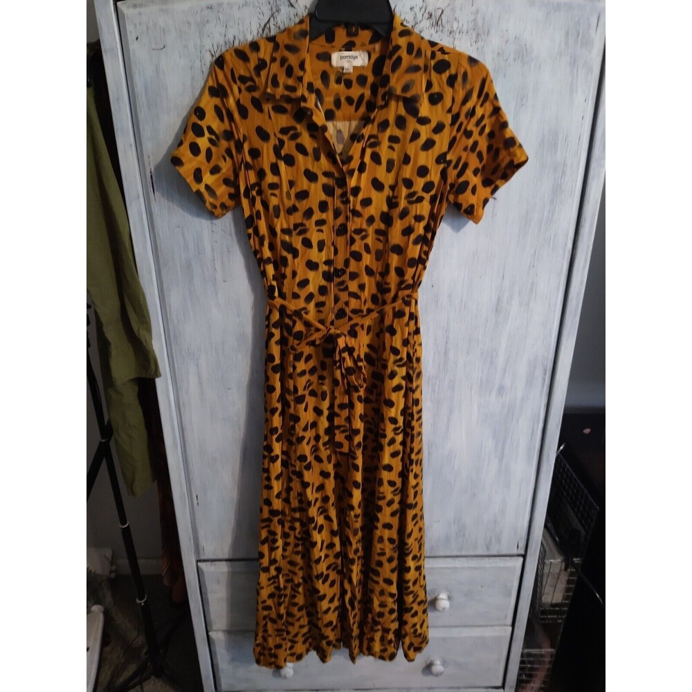 Stylish Orange Cheetah Print Midi Dress